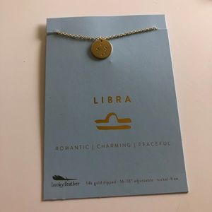 Gold Libra Charm Necklace 16 to 18 inch